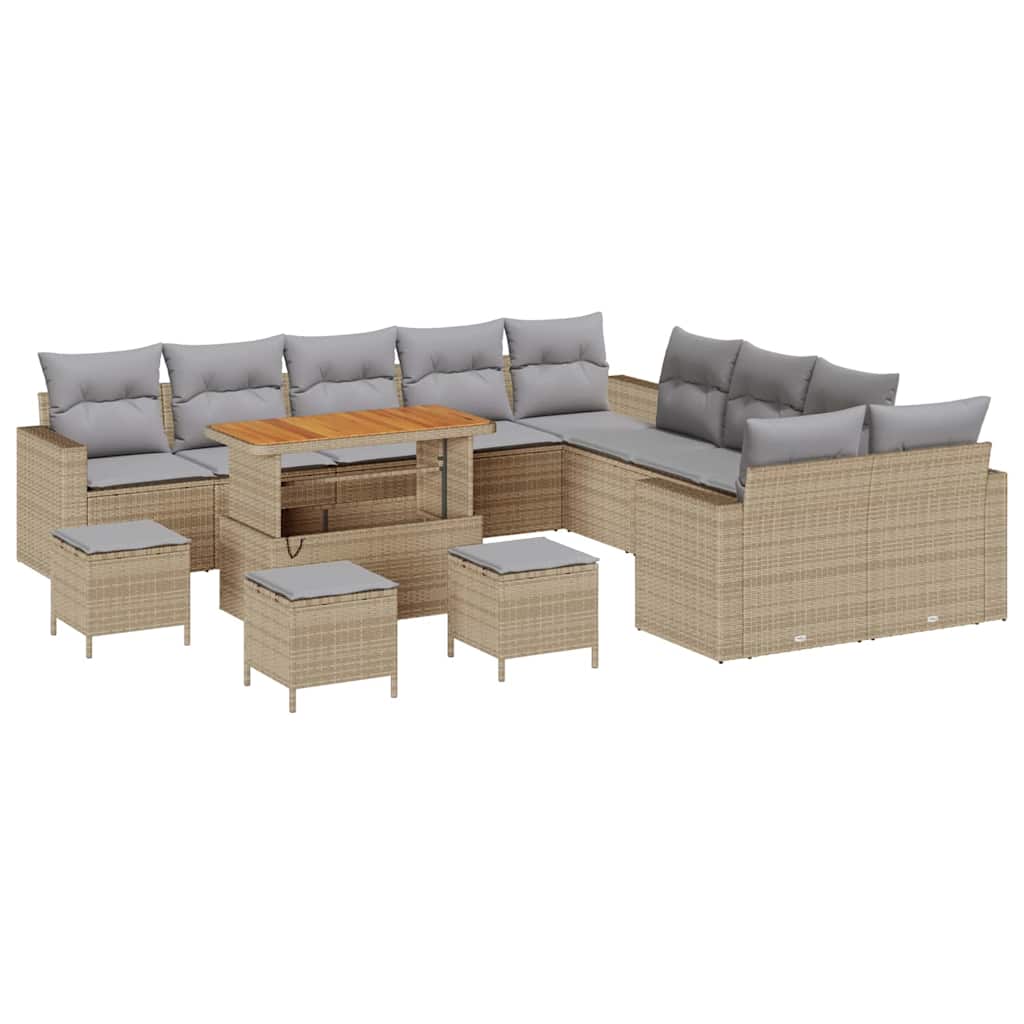 Havesofa Sæt 18 stk. 11-Antal sæder Beige og lys grå polyrattan