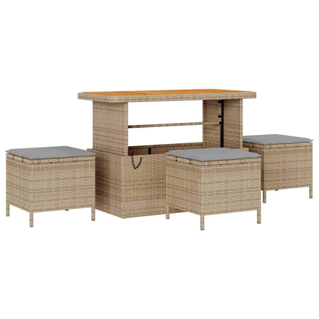 Havesofa Sæt 18 stk. 11-Antal sæder Beige og lys grå polyrattan