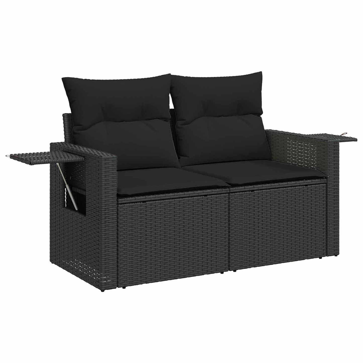 Havesofa Sæt 10 stk. 7-Antal sæder Sort polyrattan