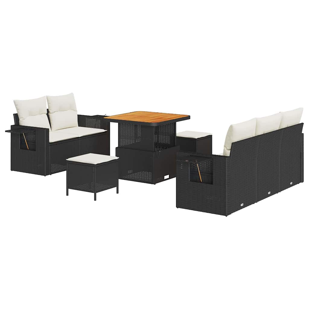 Havesofa Sæt 10 stk. Sort og Cream polyrattan