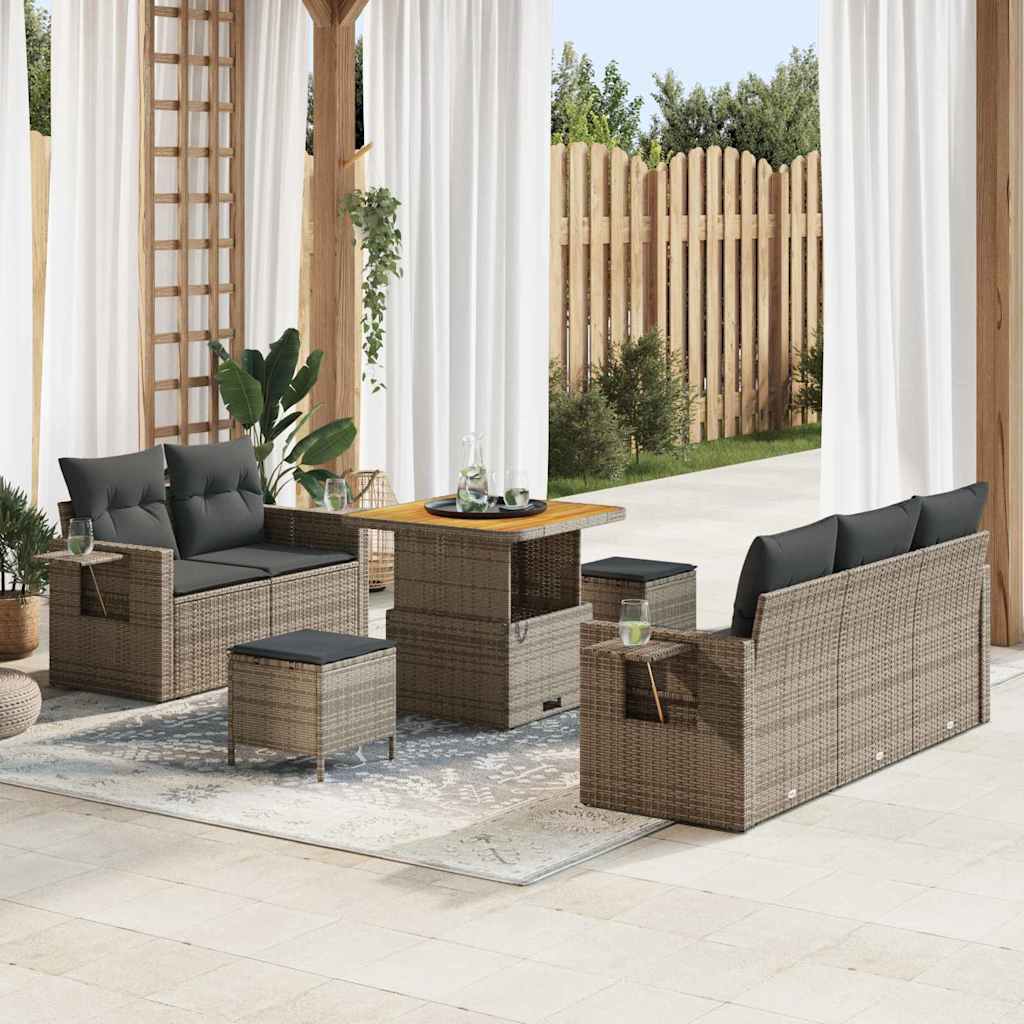Havesofa Sæt 10 stk. Grå polyrattan