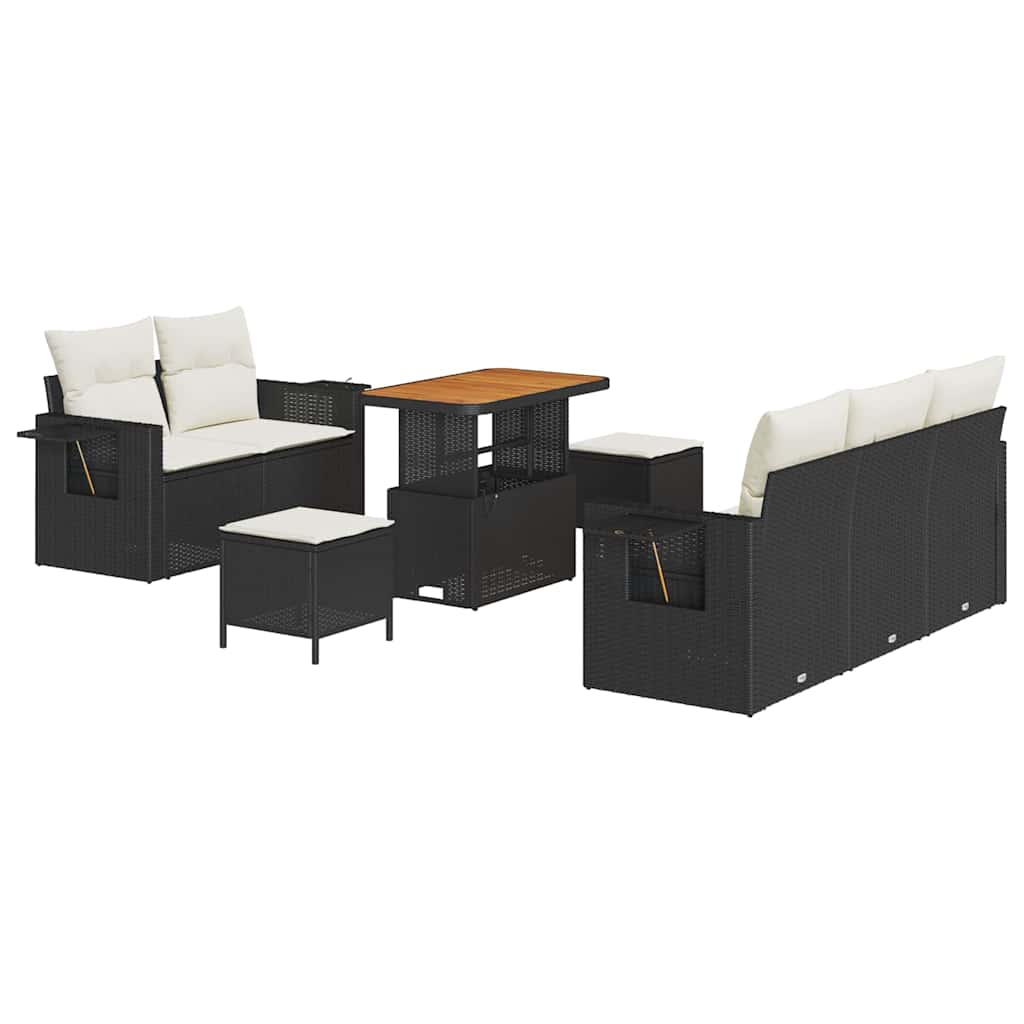 Havesofa Sæt 10 stk. Sort og Cream polyrattan