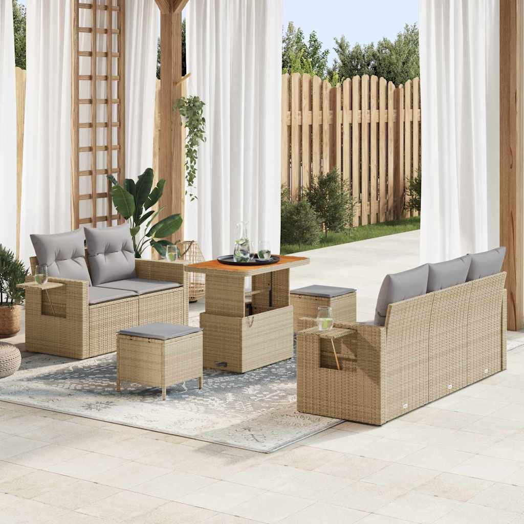 Havesofa Sæt 10 stk. Beige og lys grå polyrattan