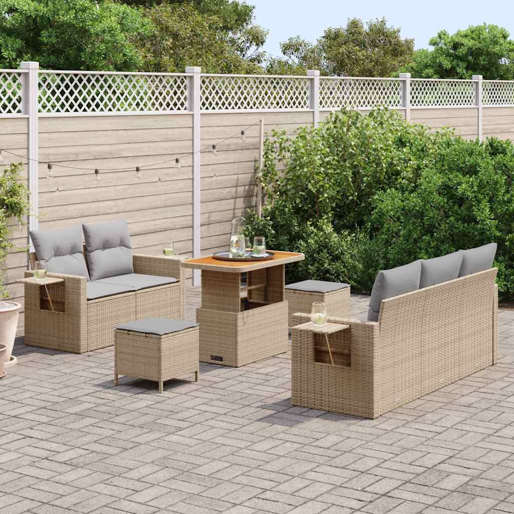 Havesofa Sæt 10 stk. Beige og lys grå polyrattan