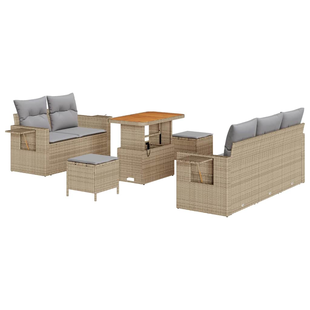 Havesofa Sæt 10 stk. Beige og lys grå polyrattan
