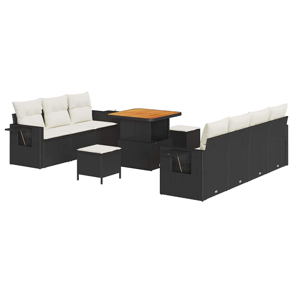 Havesofa Sæt 10 stk. 7-Antal sæder Sort og Cream polyrattan