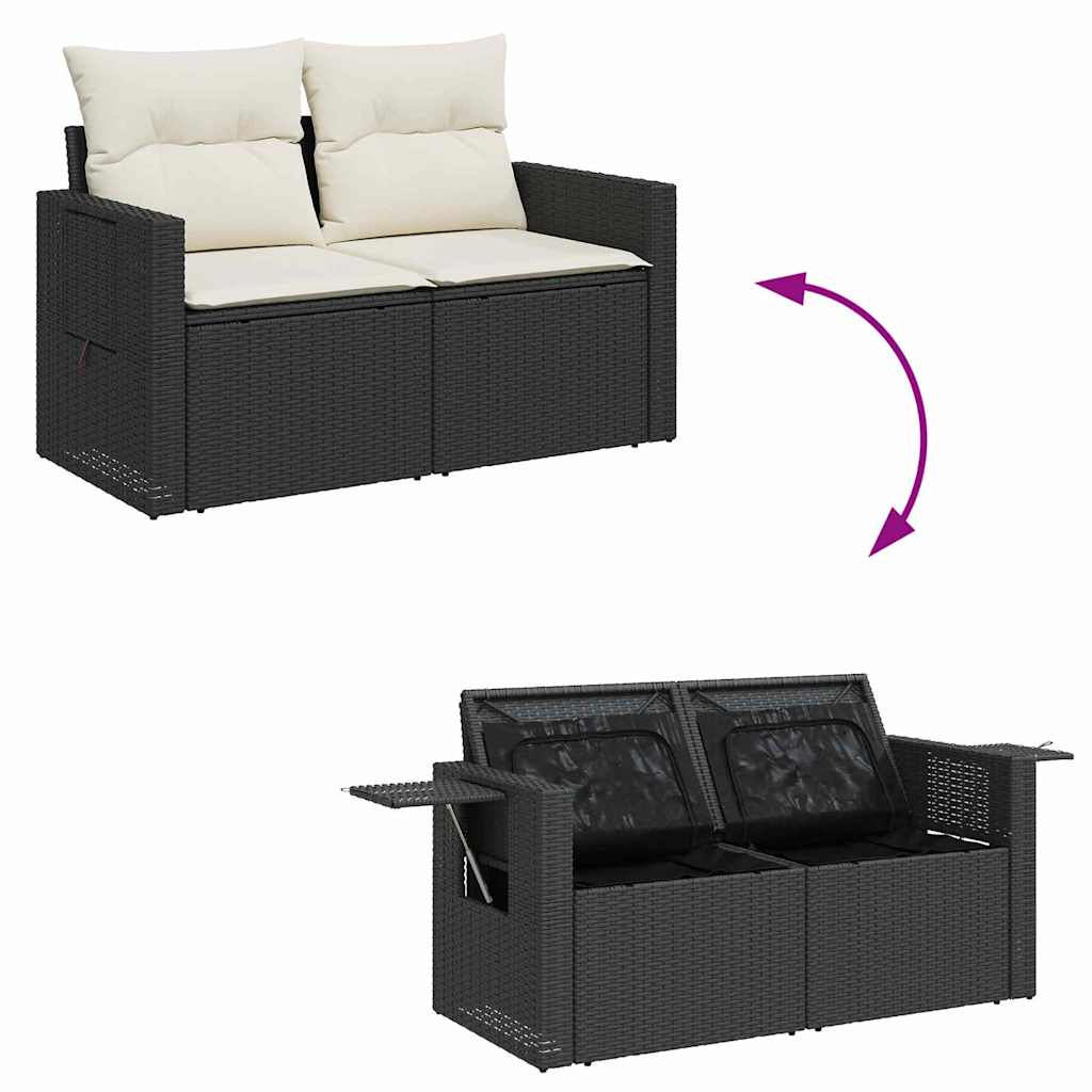 Havesofa Sæt 10 stk. 7-Antal sæder Sort og Cream polyrattan