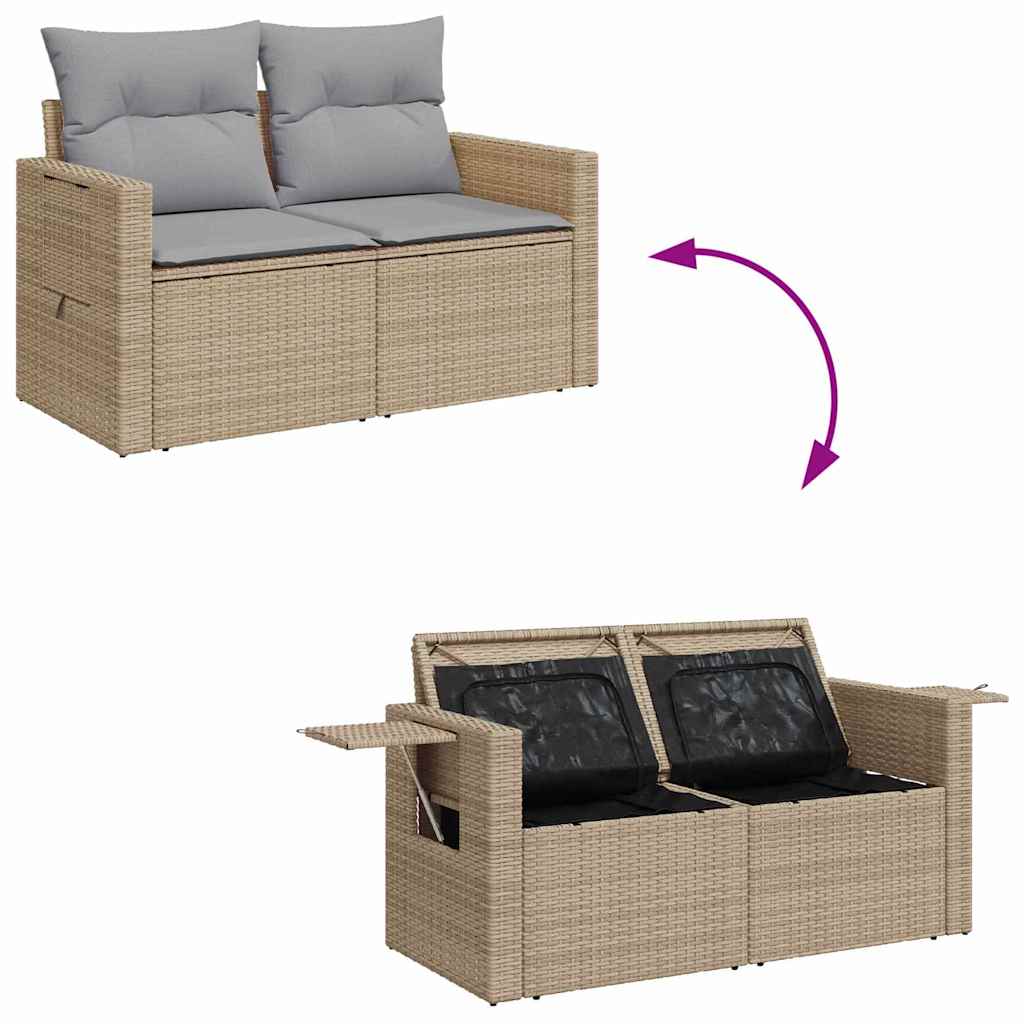 Havesofa Sæt 10 stk. 7-Antal sæder Beige og lys grå polyrattan