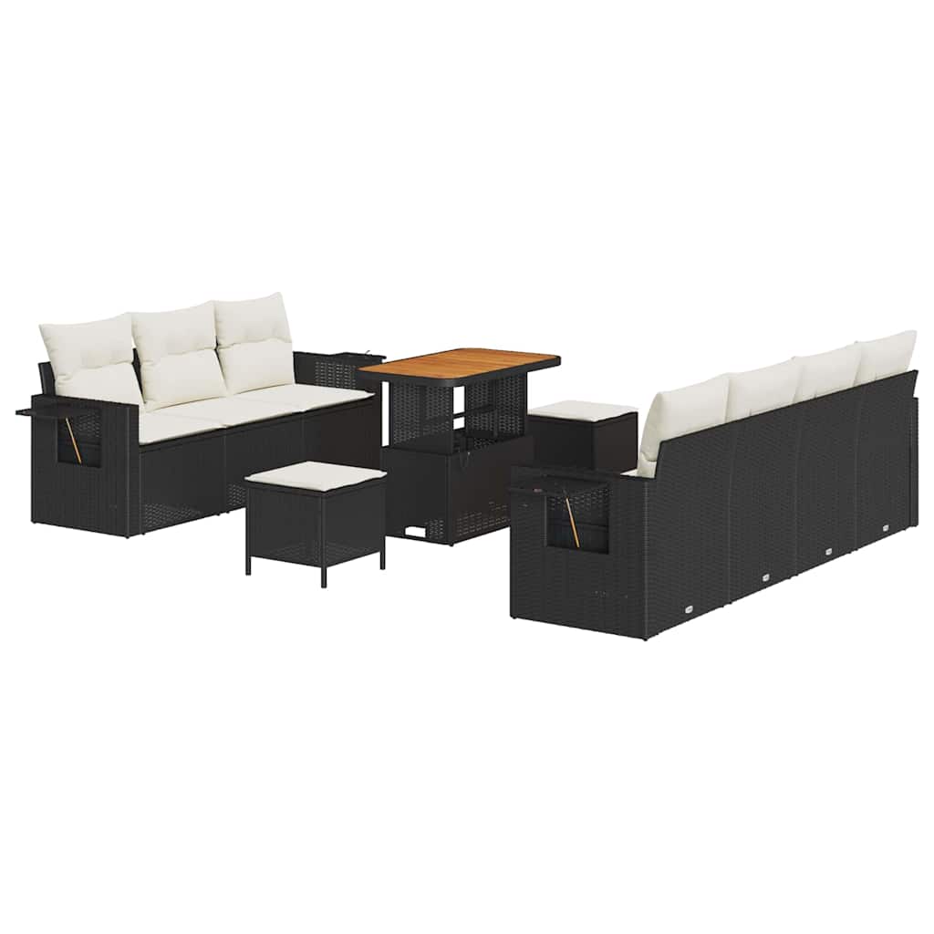 Havesofa Sæt 10 stk. 7-Antal sæder Sort og Cream polyrattan