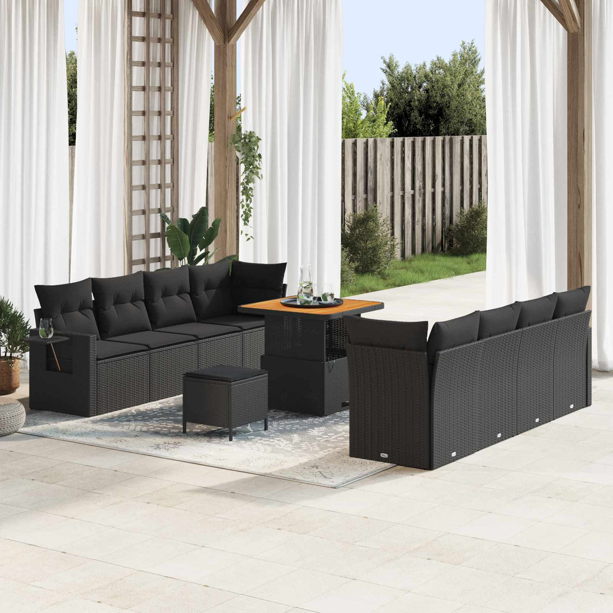 Havesofa Sæt Sort polyrattan