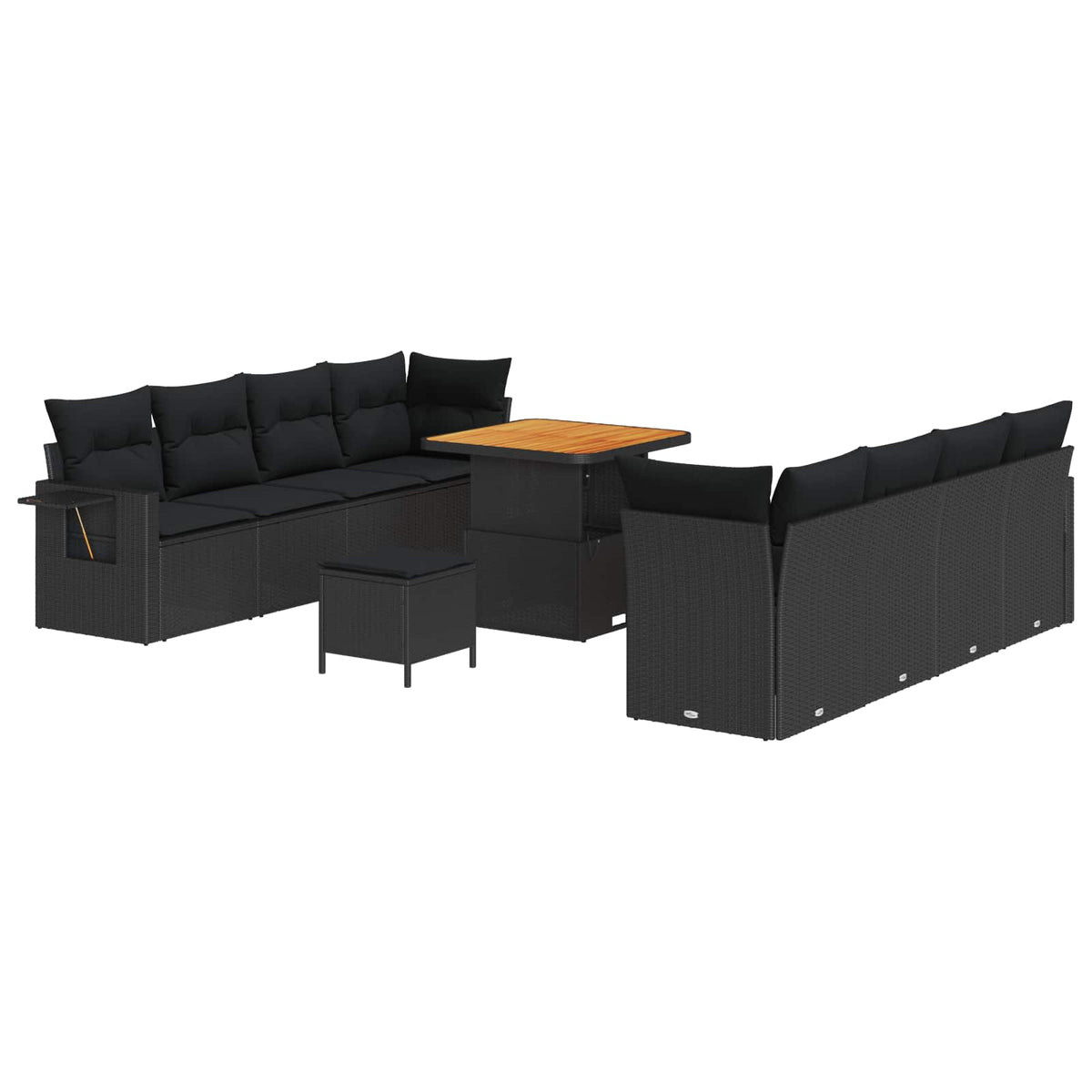 Havesofa Sæt Sort polyrattan