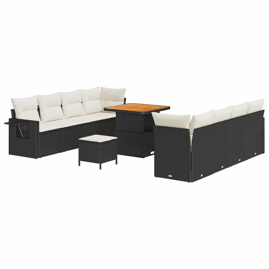 Havesofa Sæt Sort og Cream polyrattan
