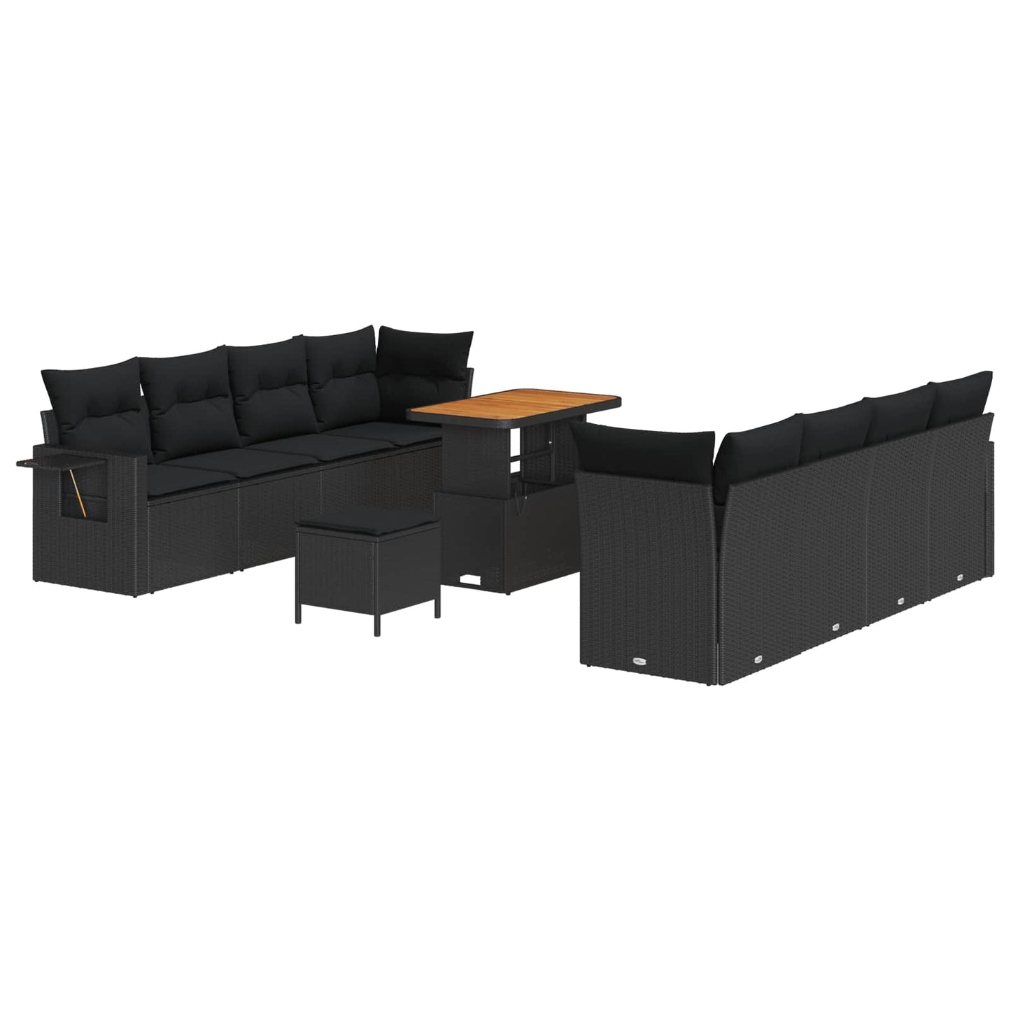 Havesofa Sæt Sort polyrattan