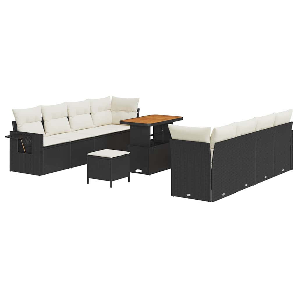 Havesofa Sæt Sort og Cream polyrattan