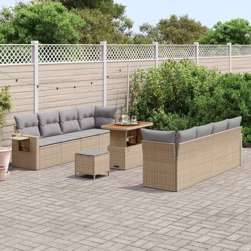 Havesofa Sæt Beige og lys grå polyrattan
