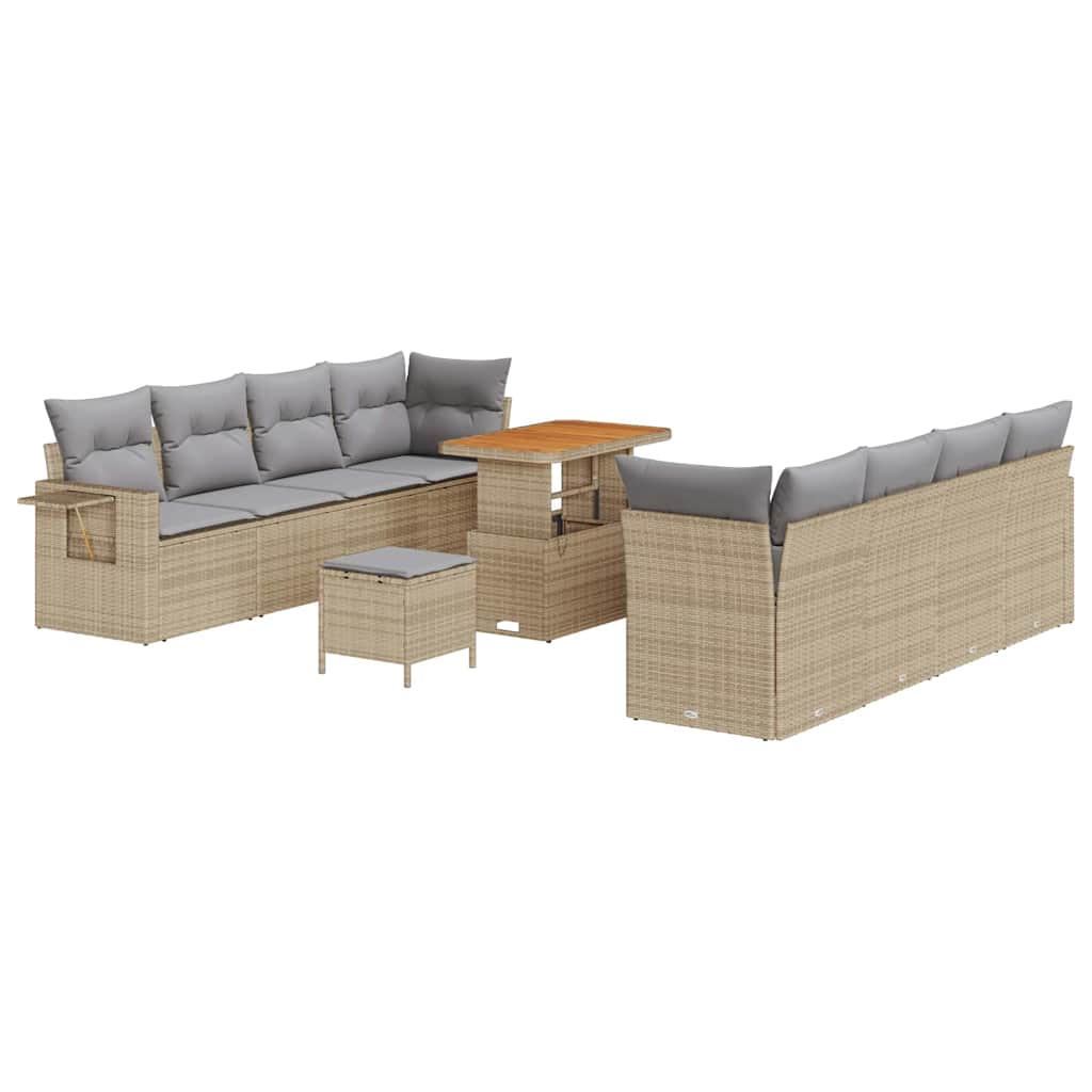 Havesofa Sæt Beige og lys grå polyrattan