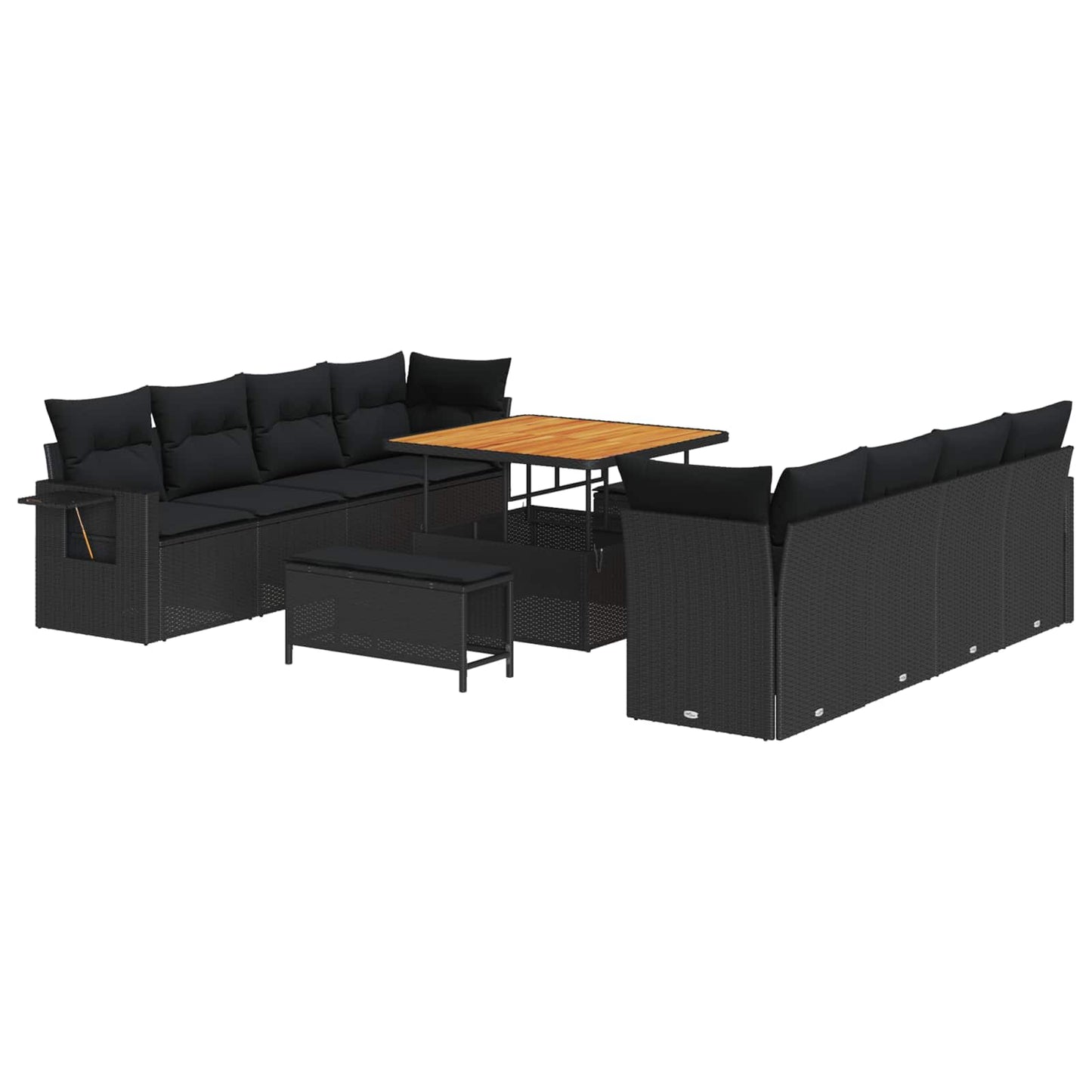 Havesofa Sæt Sort polyrattan