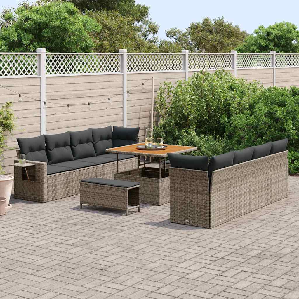 Havesofa Sæt Grå polyrattan