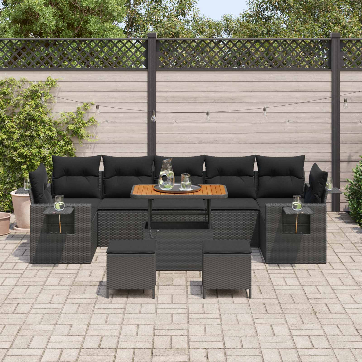 Havesofa Sæt Sort polyrattan