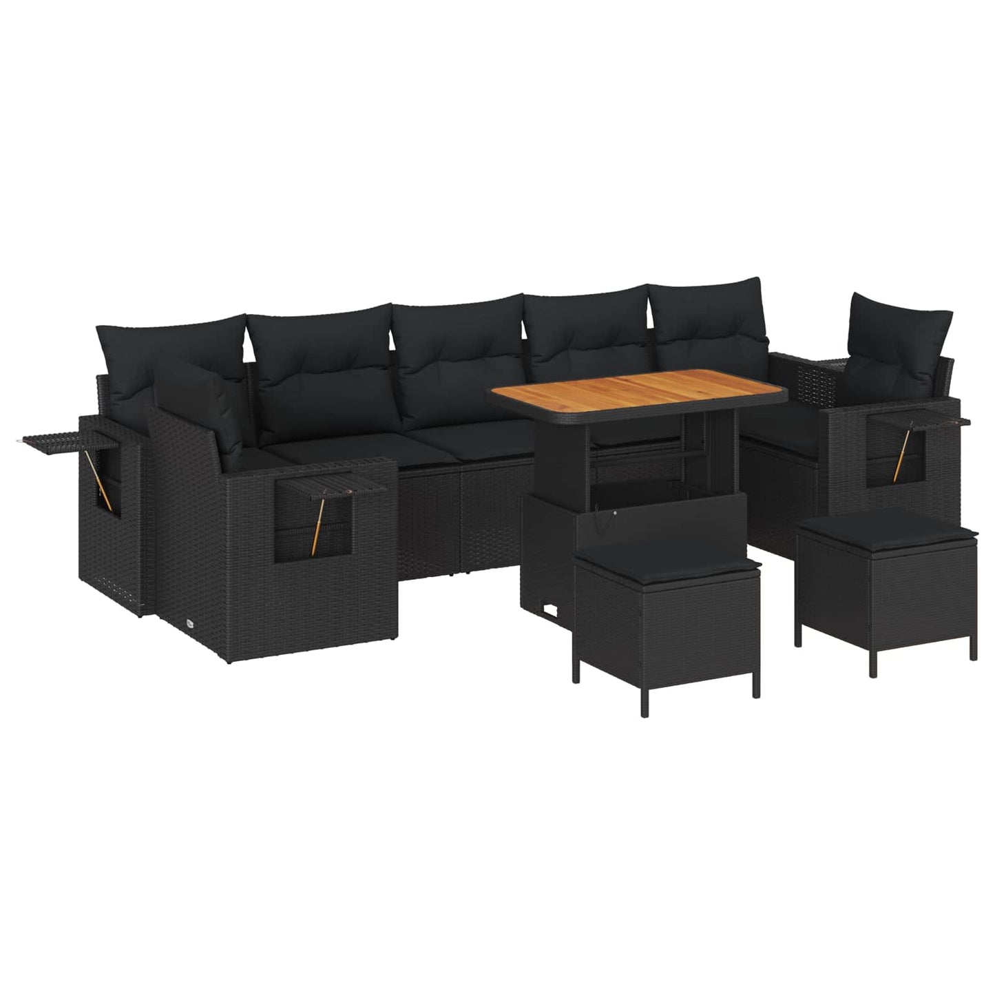 Havesofa Sæt Sort polyrattan