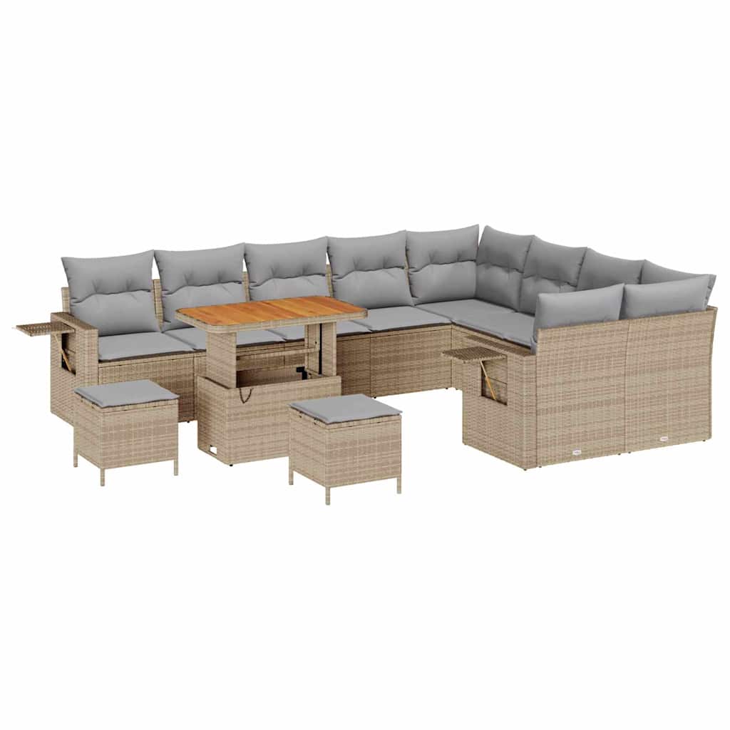 Havesofa Sæt 12 stk. 11-Antal sæder Beige og lys grå polyrattan
