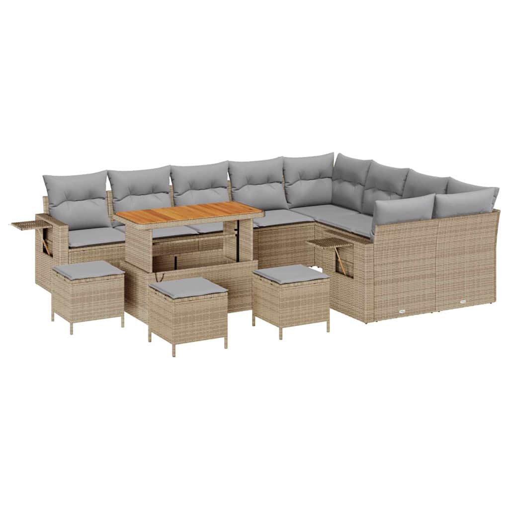 Havesofa Sæt 13 stk. 12-Antal sæder Beige og lys grå polyrattan