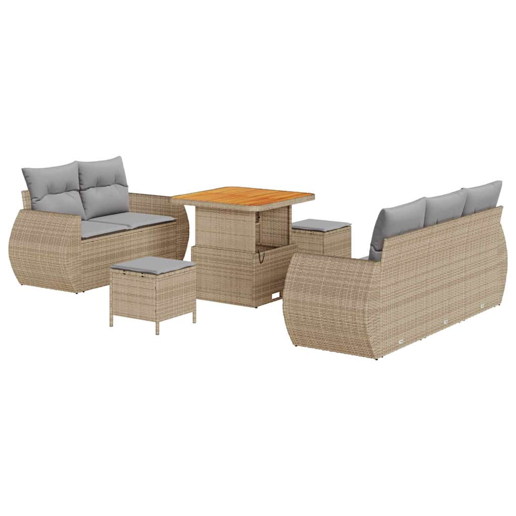 Havesofa Sæt 8 stk. 5-Antal sæder Beige og lys grå polyrattan