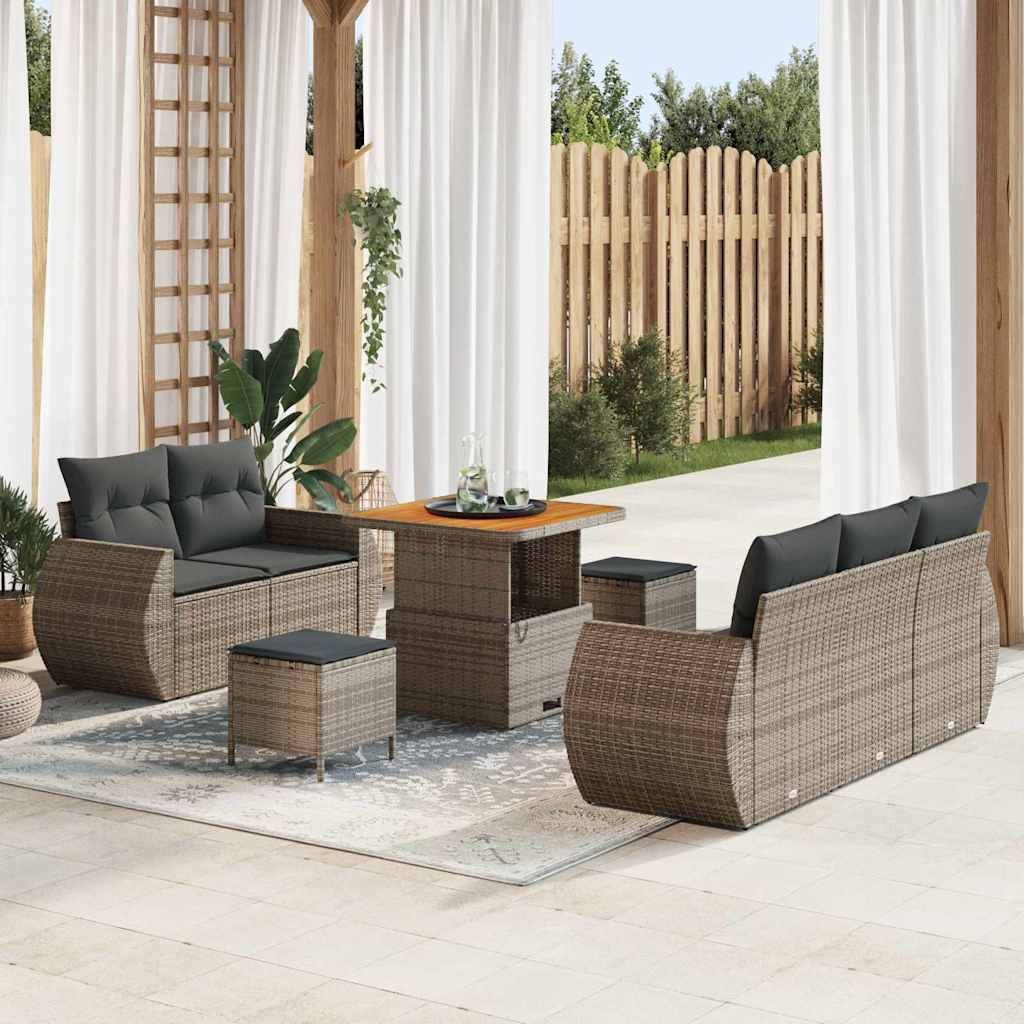 Havesofa Sæt 8 stk. 5-Antal sæder Grå polyrattan