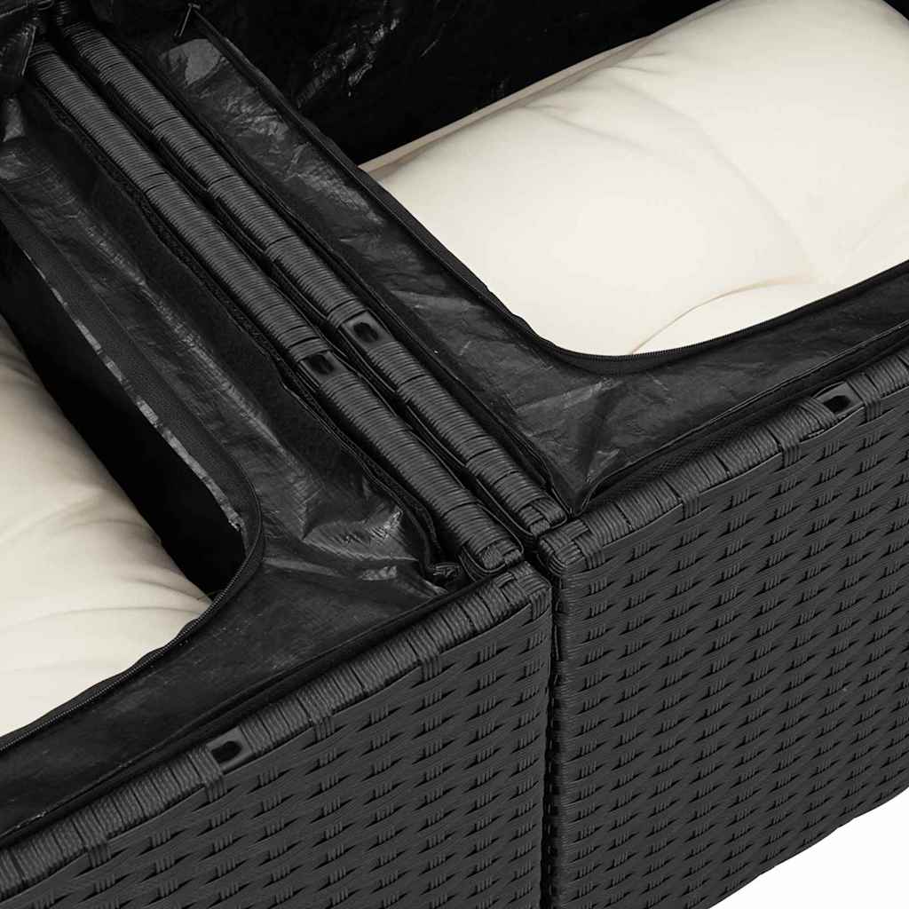 Havesofa Sæt 8 stk. 5-Antal sæder Sort og Cream polyrattan