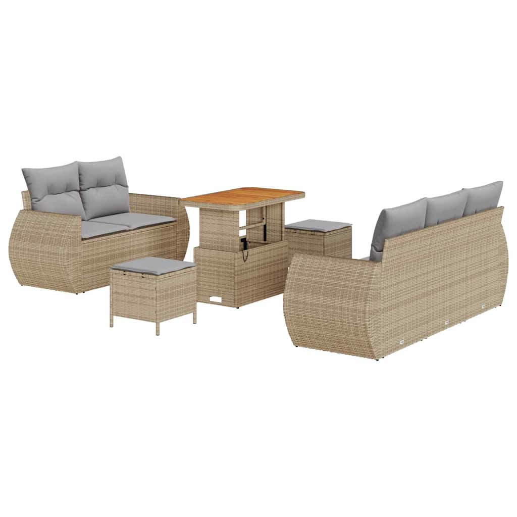 Havesofa Sæt 8 stk. 5-Antal sæder Beige og lys grå polyrattan