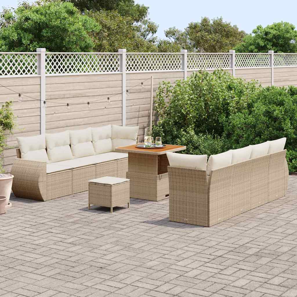 Havesofa Sæt 11 stk. Beige polyrattan