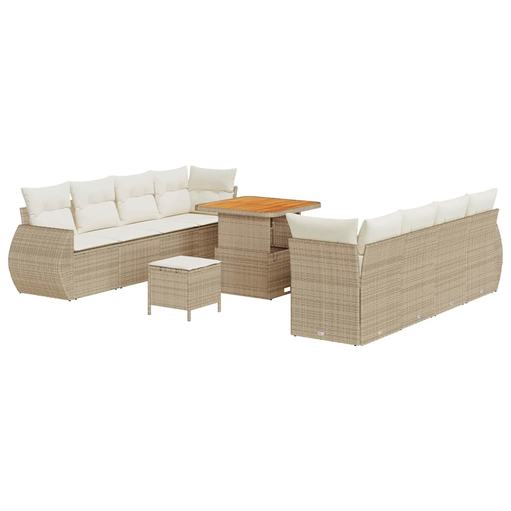 Havesofa Sæt 11 stk. Beige polyrattan