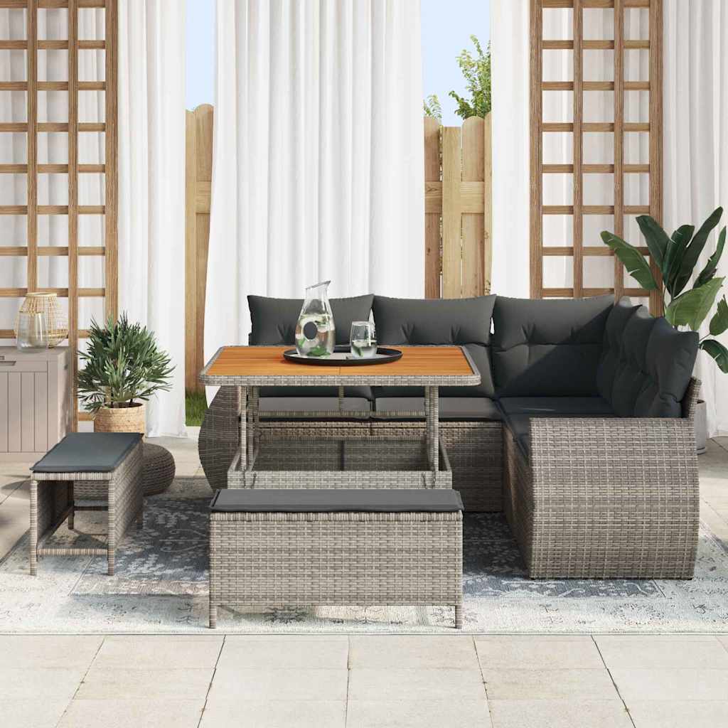 Havesofa Sæt 8 stk. 7-Antal sæder Grå polyrattan