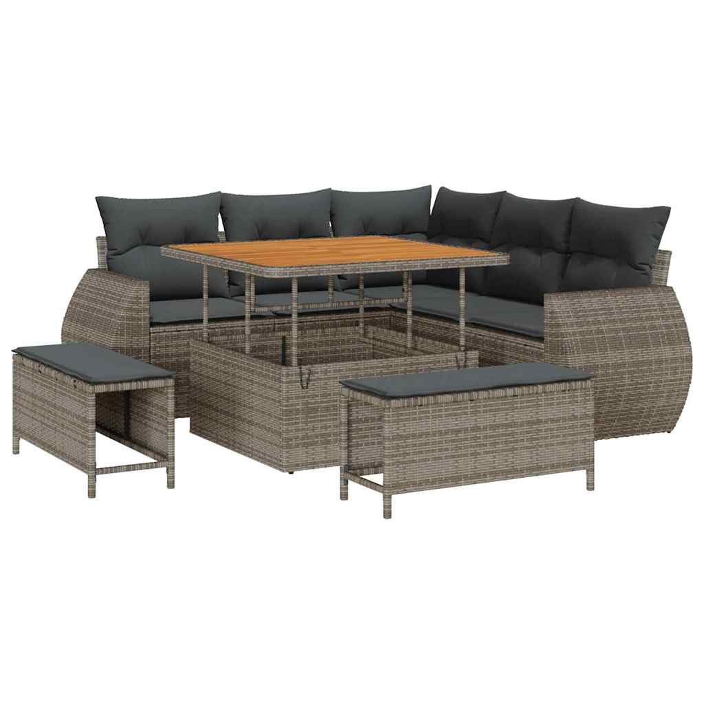 Havesofa Sæt 8 stk. 7-Antal sæder Grå polyrattan