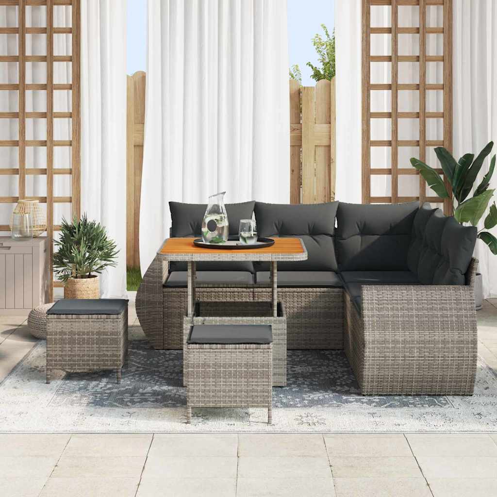 Havesofa Sæt 8 stk. 7-Antal sæder Grå polyrattan