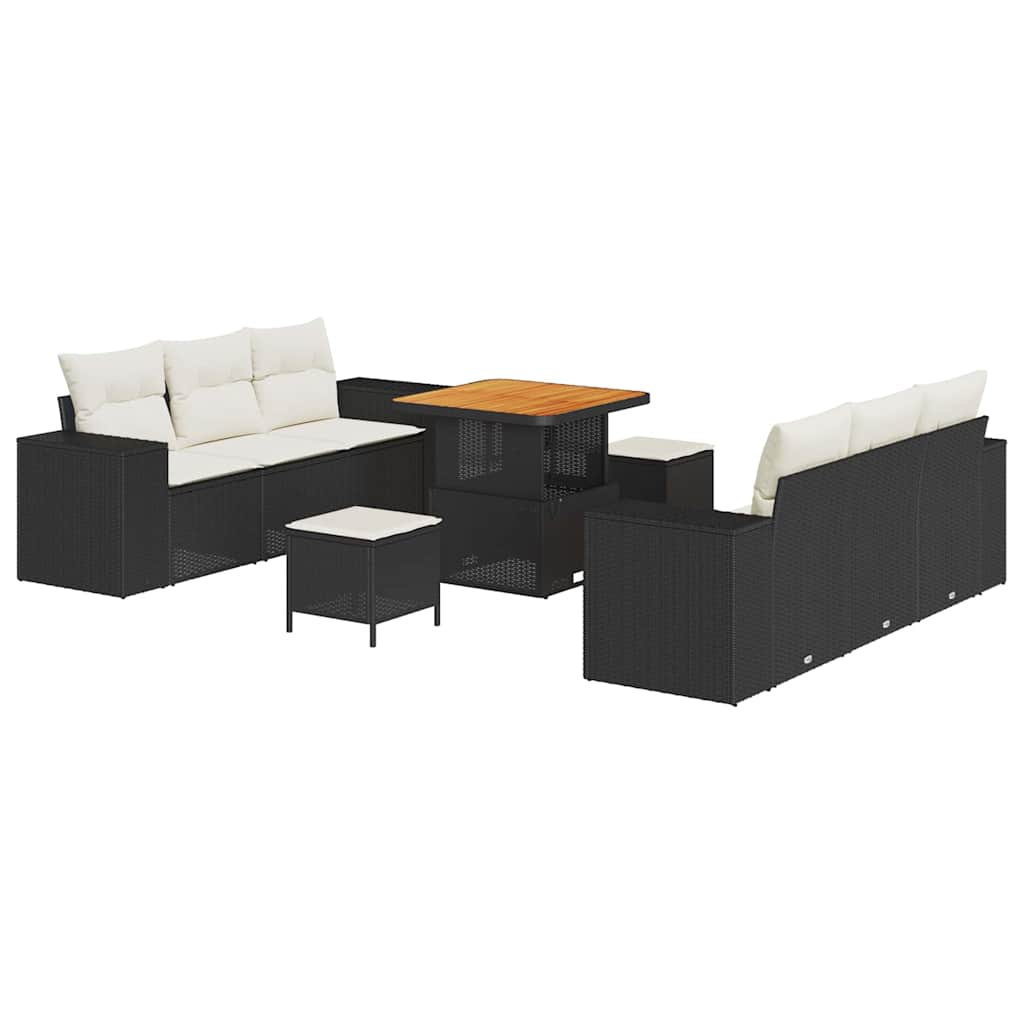 Havesofa Sæt Sort og Cream Poly Rattan