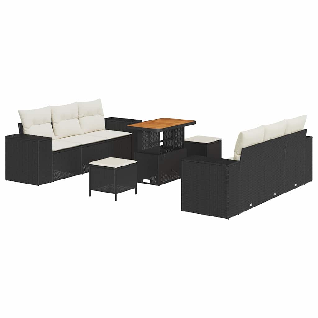 Havesofa Sæt Sort og Cream Poly Rattan