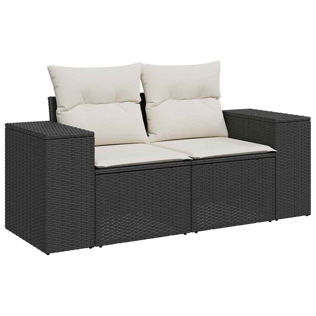 Havesofa Sæt 10 stk. 9-Antal sæder Sort og Cream Poly Rattan