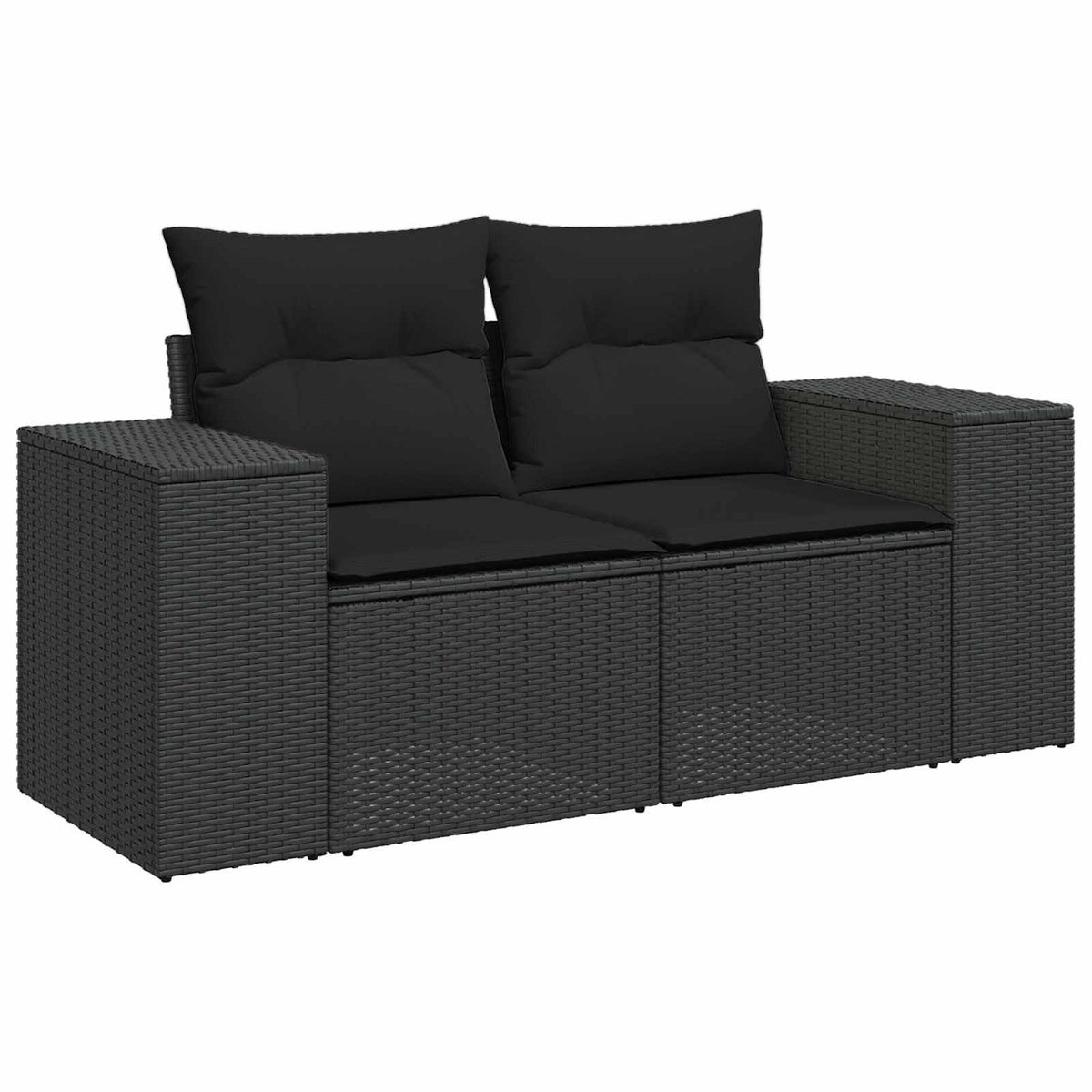 Havesofa Sæt 10 stk. 9-Antal sæder Sort Poly Rattan