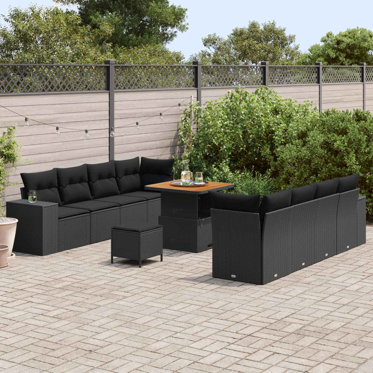 Havesofa Sæt Sort polyrattan