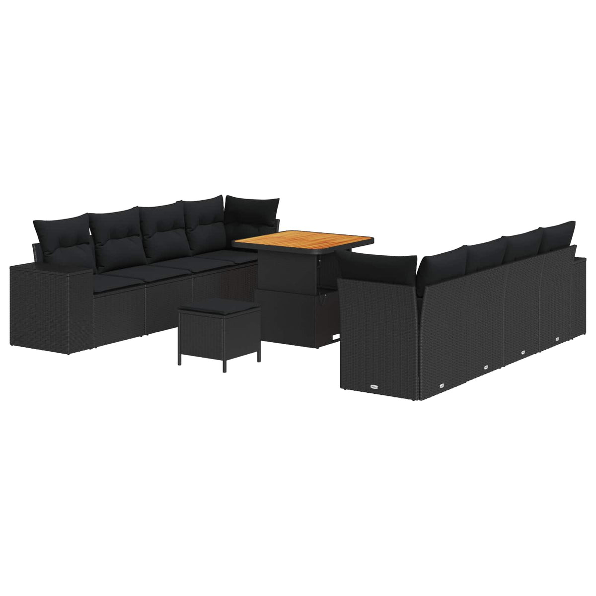 Havesofa Sæt Sort polyrattan