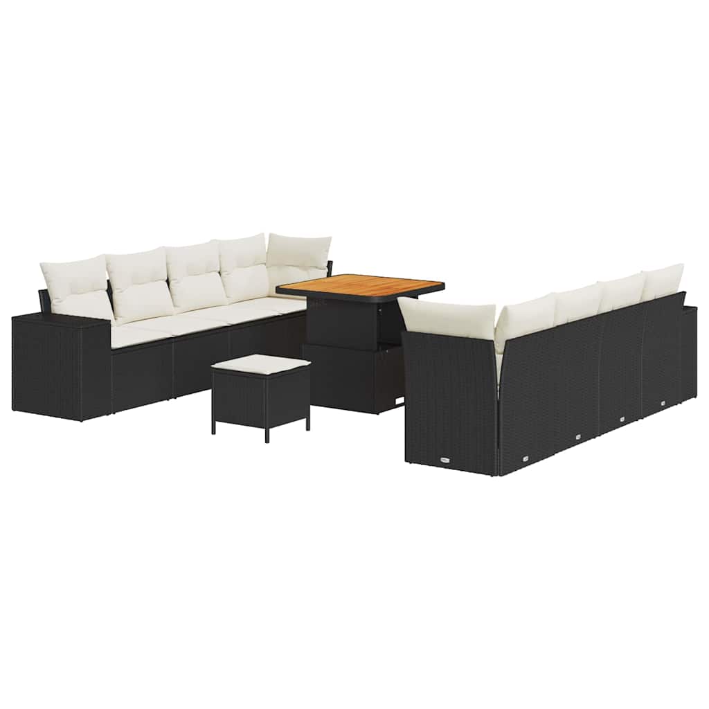 Havesofa Sæt Sort og Cream polyrattan