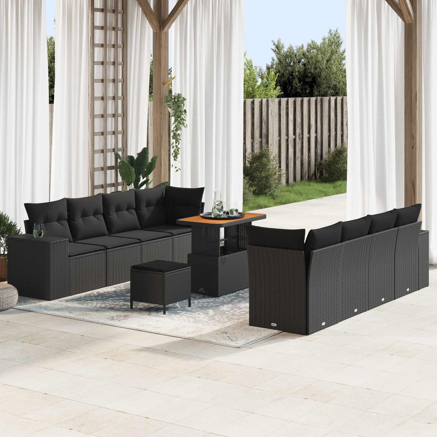 Havesofa Sæt Sort polyrattan