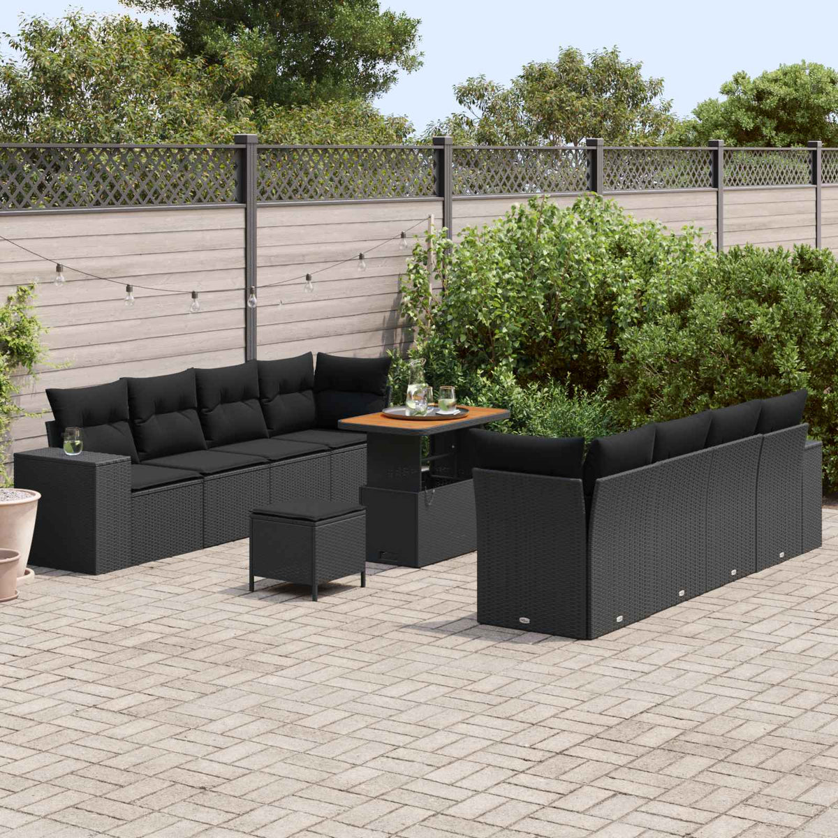 Havesofa Sæt Sort polyrattan
