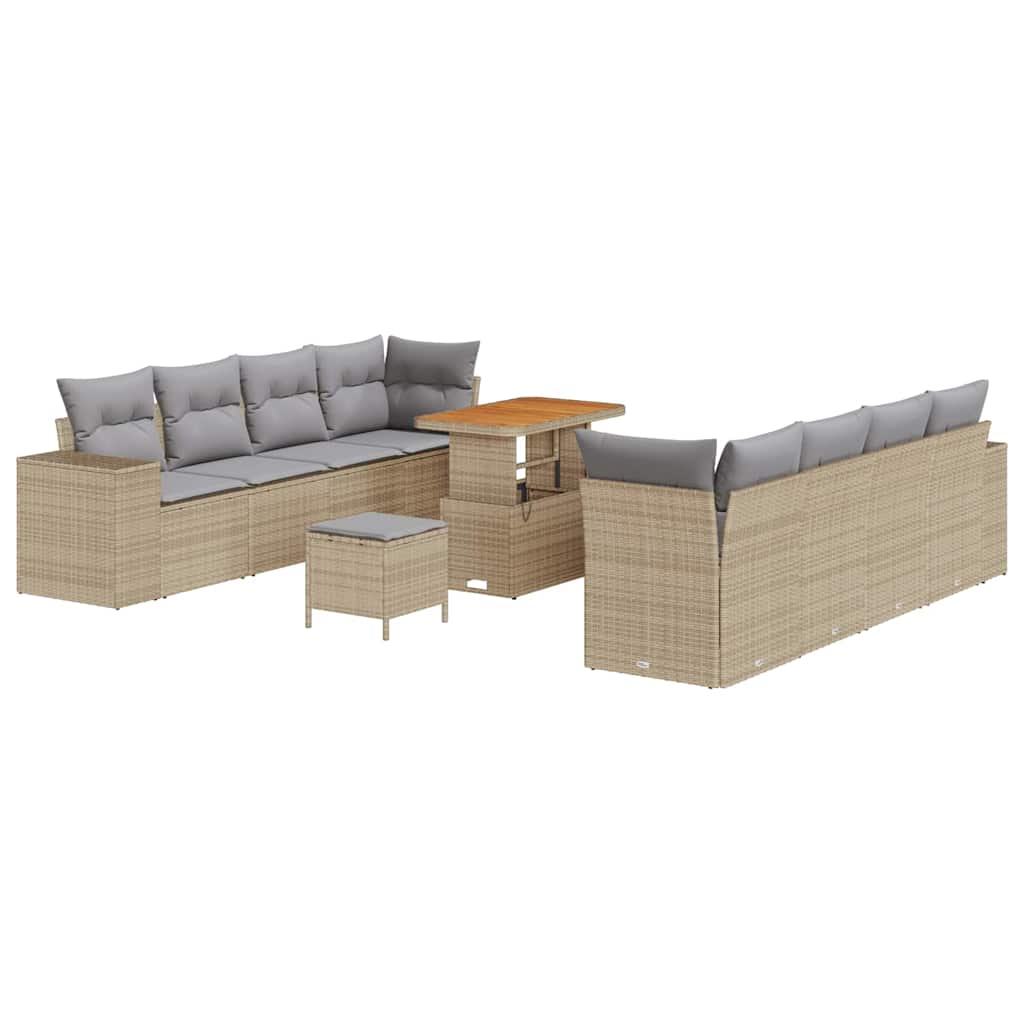 Havesofa Sæt Beige og lys grå polyrattan