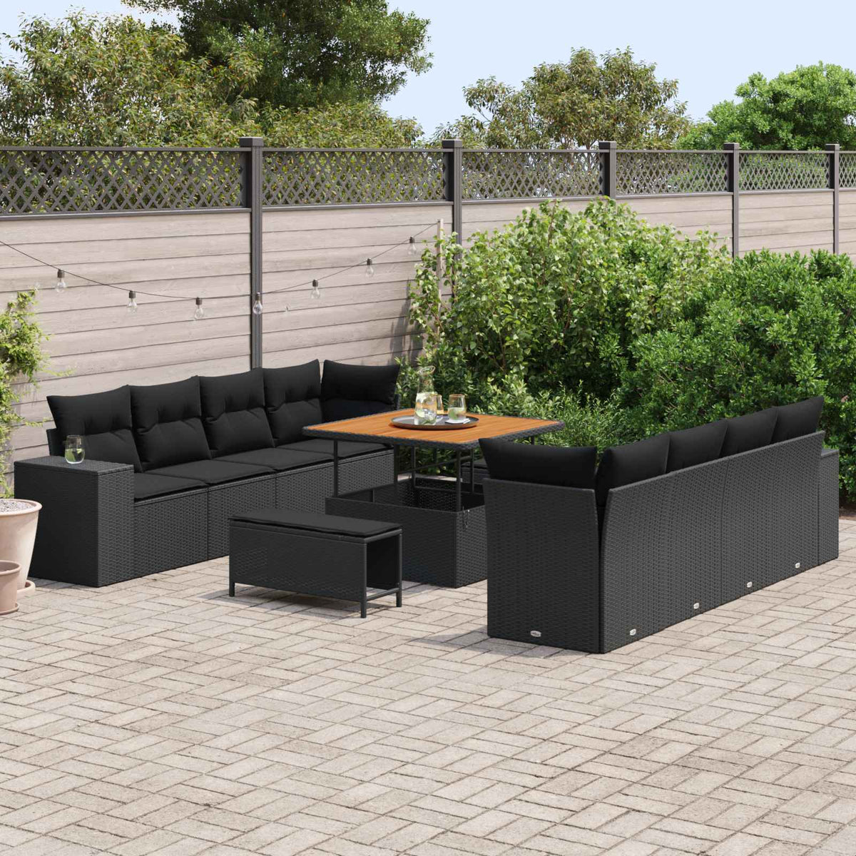 Havesofa Sæt Sort polyrattan
