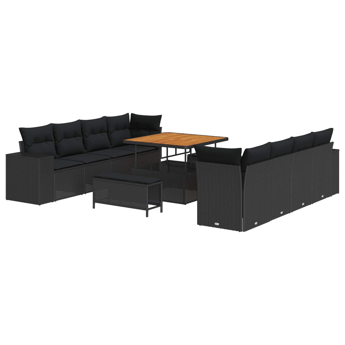 Havesofa Sæt Sort polyrattan