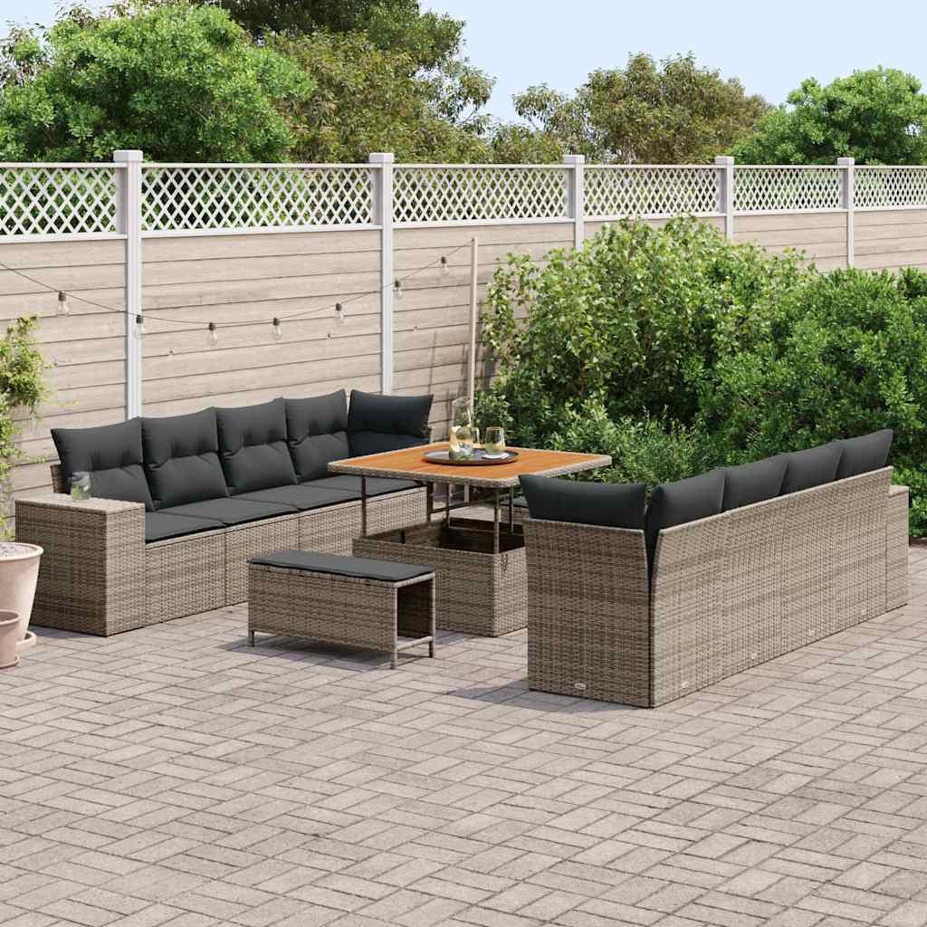 Havesofa Sæt Grå polyrattan