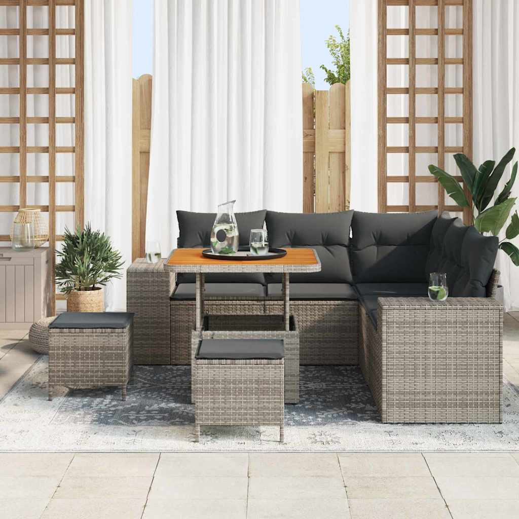Havesofa Sæt 8 stk. 7-Antal sæder Grå polyrattan