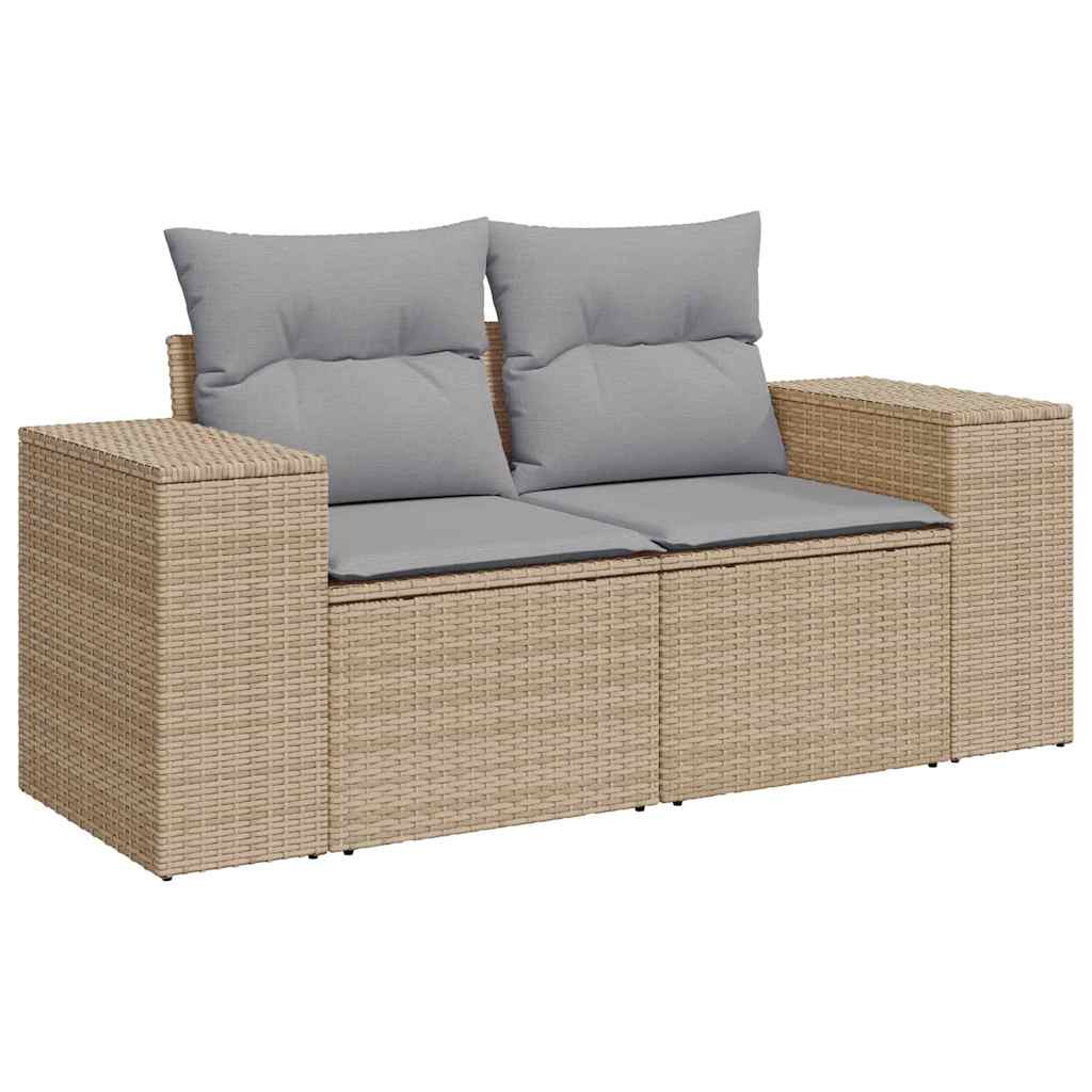 Havesofa Sæt 10 stk. 6-Antal sæder Beige og lys grå polyrattan